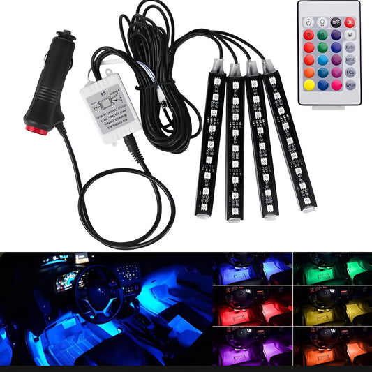 Interior Light (with Remote) 36 Led Rgb Light Strip Without Button For Bike/car/jeeb And All Vehicles